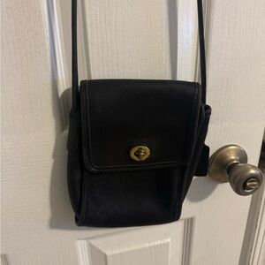 Vintage Coach Black Crossbody Bag with Gold Accent